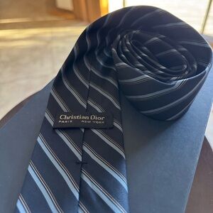 Dior Blue and Gray Striped Men's Tie